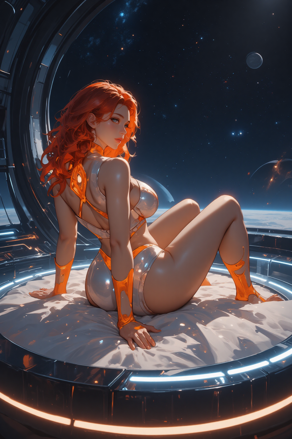 Futuristic Space Model: Sci-Fi Beauty in a Celestial Realm