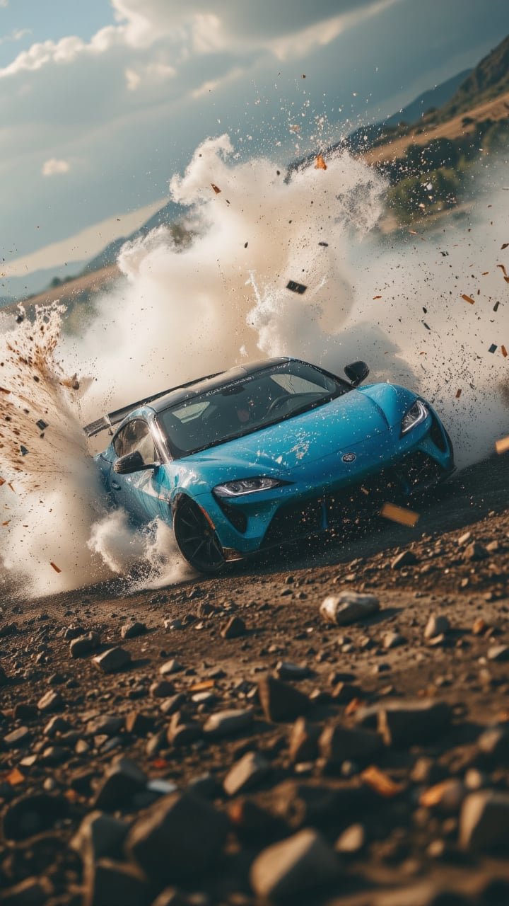 A Lambo drifting