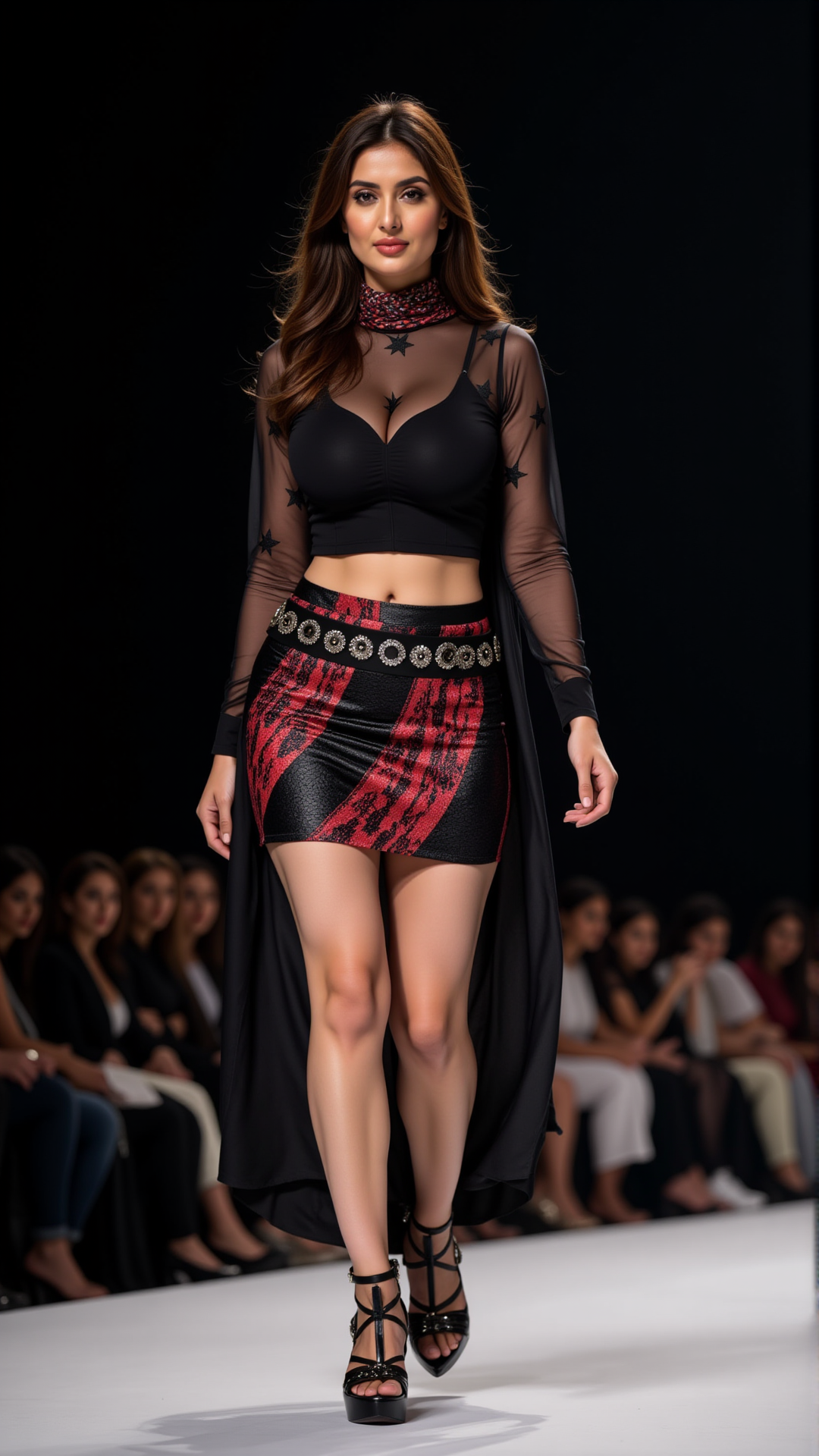 A fashion model walks