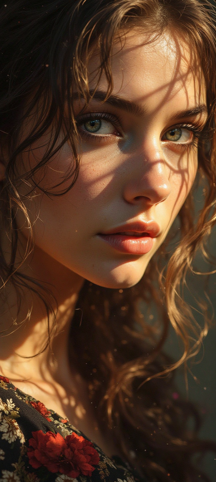 Abstract digital photo of young beautiful woman