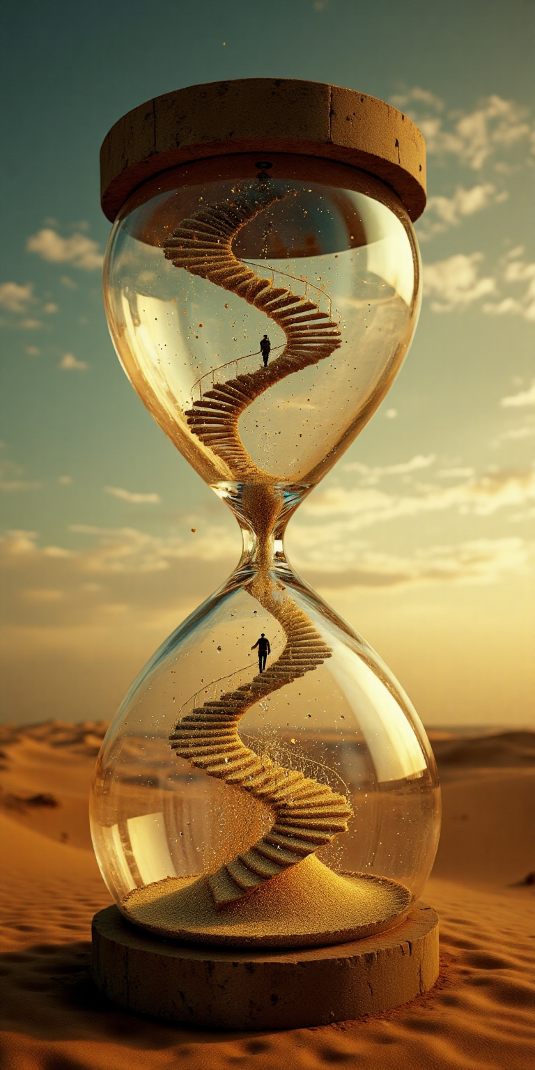 Spiral sand Staircase inside a Giant Hourglass
