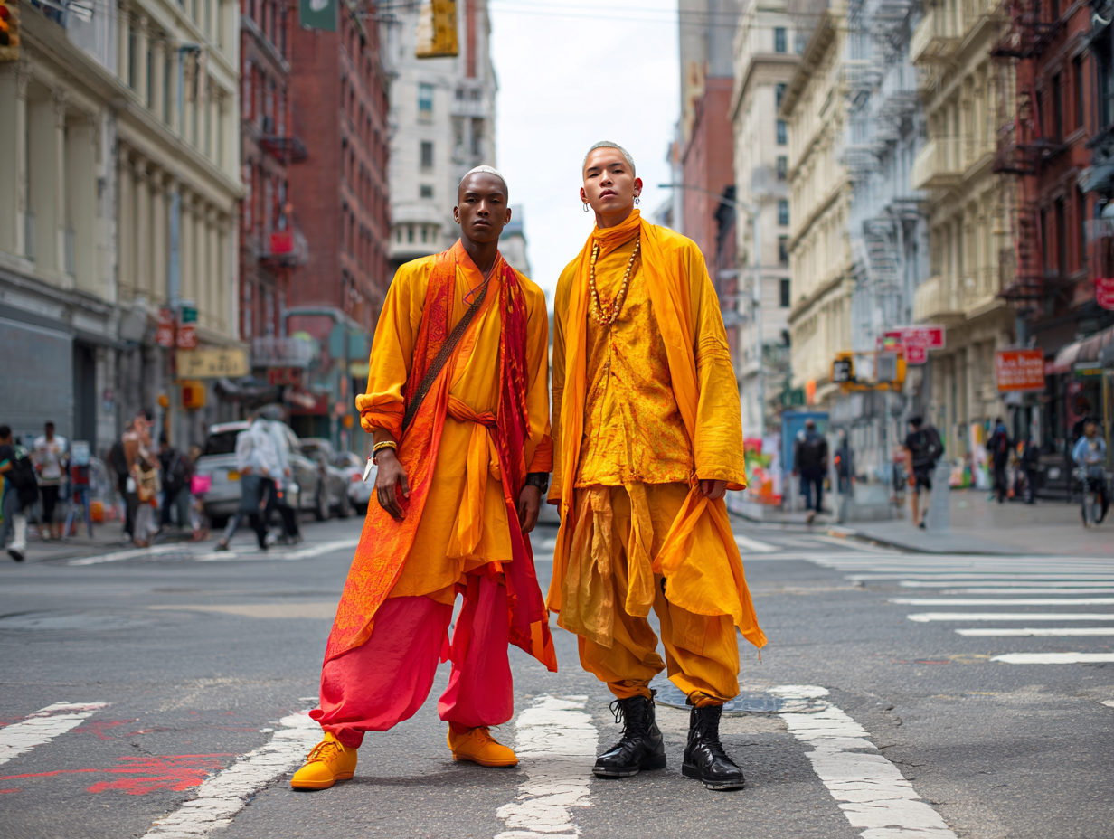Two men wearing Tanabata street fashion