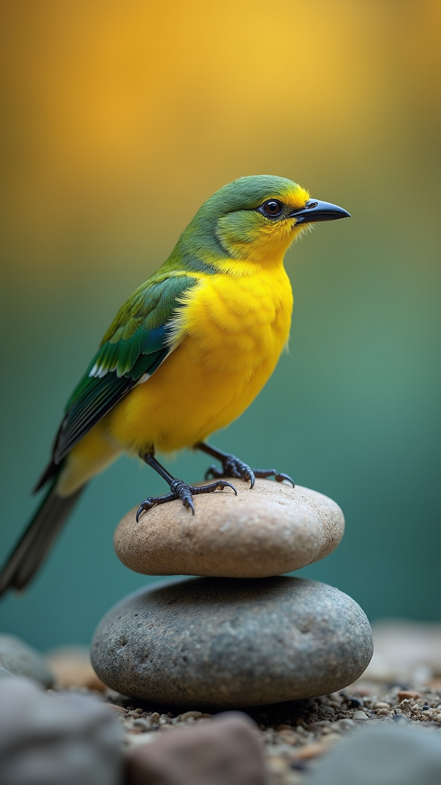 Vibrant Songbird Photography: Nature’s Colorful Perch on Stone